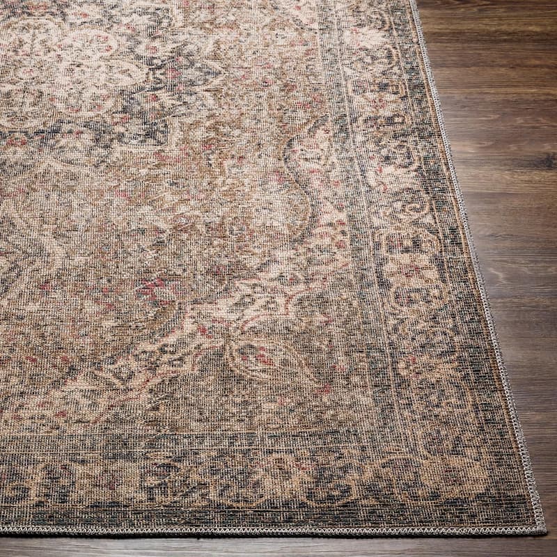 Livabliss Traditional Colin Medallion Washable Area Rug