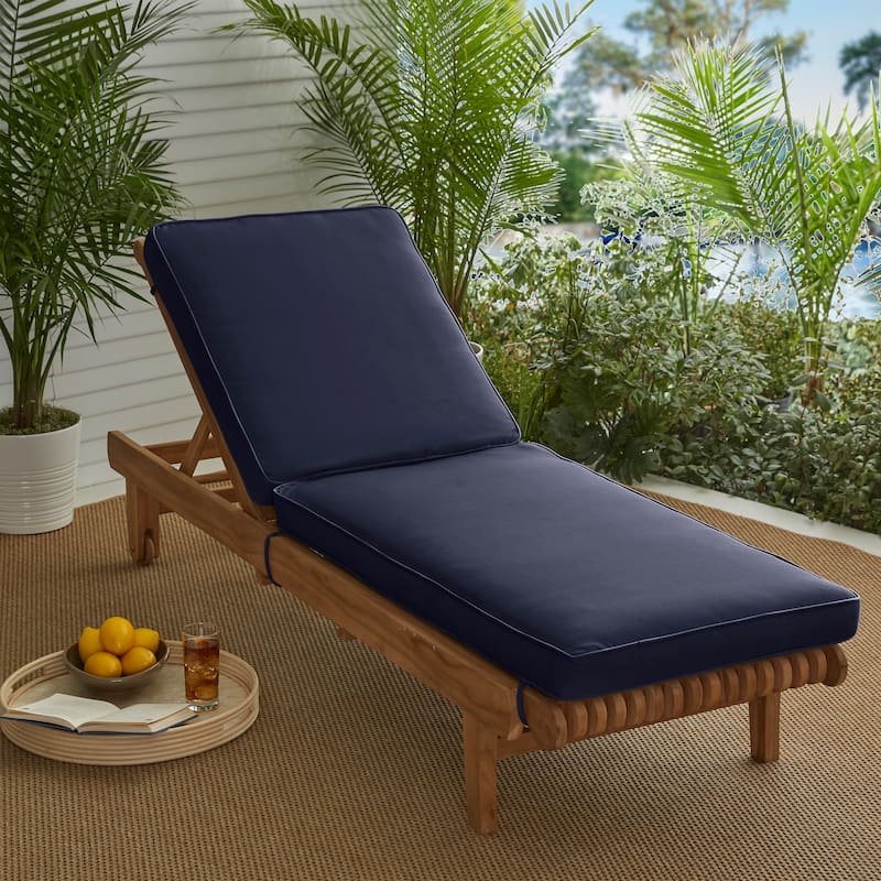 Sorra Home Sunbrella Indoor/Outdoor Chaise Lounge Cushion - 24"W x 73"L x 3"H - Canvas Navy