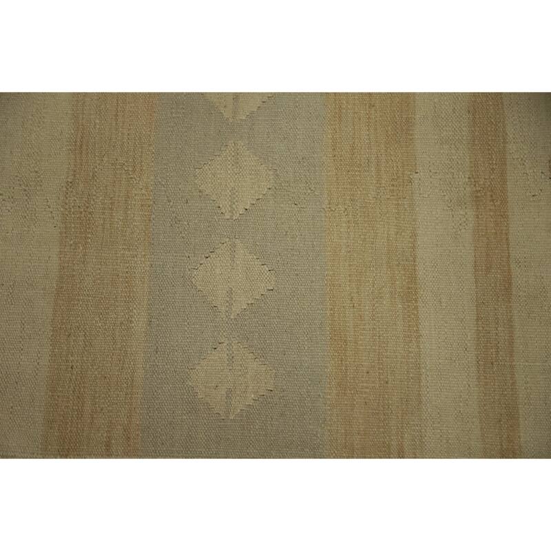 Hand Woven Oriental 100% Wool Carpet Southwestern Tribal Beige & Ivories Kilim Area Rug - 8' 2'' X 4' 10''