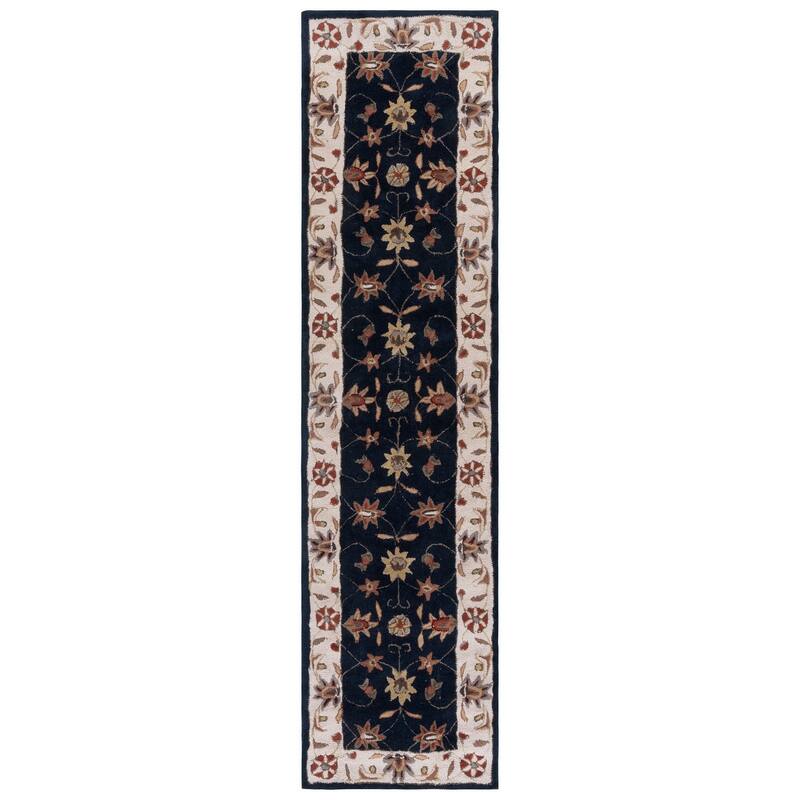 SAFAVIEH Handmade Total Performance Sofiea Oriental Rug - 2'3" x 9' Runner - Navy/Ivory