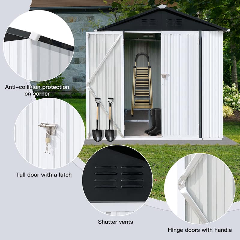 6 ft. W x 4 ft. D Galvanized Steel Metal Sheds & Outdoor Storage Shed - 6 ft. W x 4 ft. D