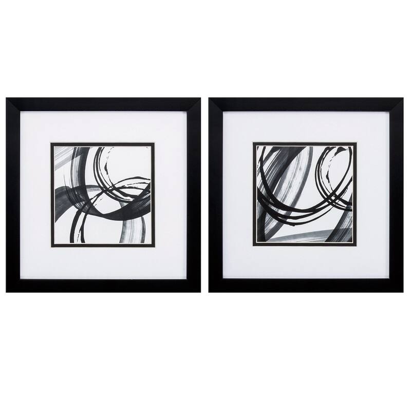 Black Rings S/2 Framed Art Under glass - 11 X 11 X 1