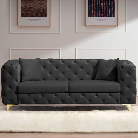 79.1" Modern Three Seat Velvet Upholstered Sofa