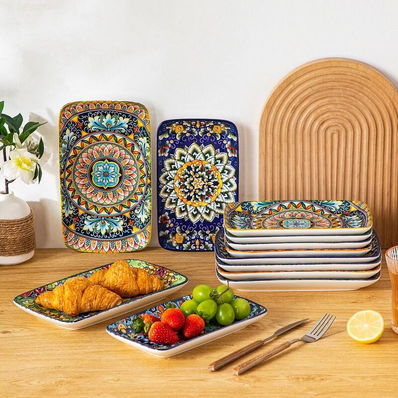vancasso SIMI 6-Piece Bohemian Style Porcelain Sushi Plates Set