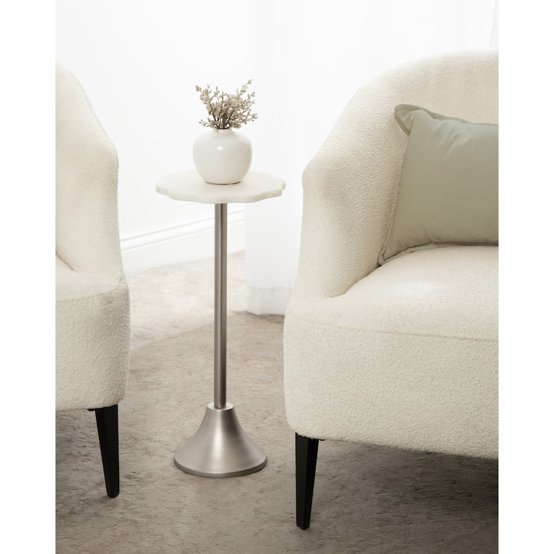 Kate and Laurel Sanzo Scalloped Marble and Metal Drink Table