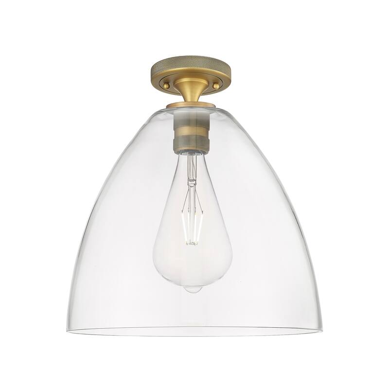 Innovations Lighting Downtown Urban - Crown Point - 1 Light 12" Bristol Flush Mount - Clear/Brushed Brass