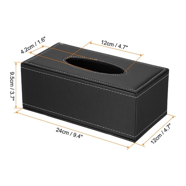 dimension image slide 1 of 6, 9.4x4.7x3.7" Tissue Box Cover, Leather Waterproof Napkin Dispenser