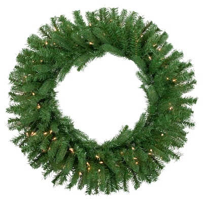Pre-Lit Sierra Noble Fir Artificial Christmas Wreath 30-Inch Clear Lights - 30"