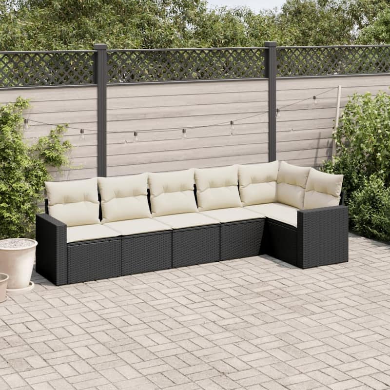 vidaXL Garden Sofa Set Black, Cream White - 24.4 x 25.8 x 27.2