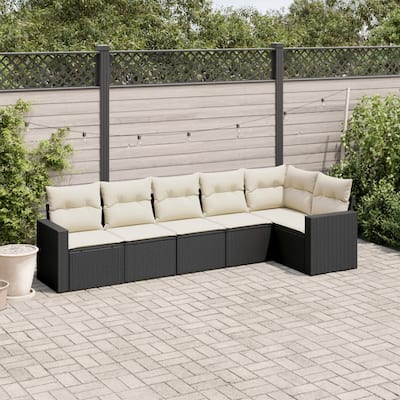 vidaXL Garden Sofa Set Black, Cream White - 24.4 x 25.8 x 27.2