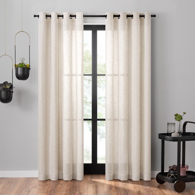 Umbra Dagen Slub Textured Sheer Grommet Curtain Panel - 63x50 - Light Bronze