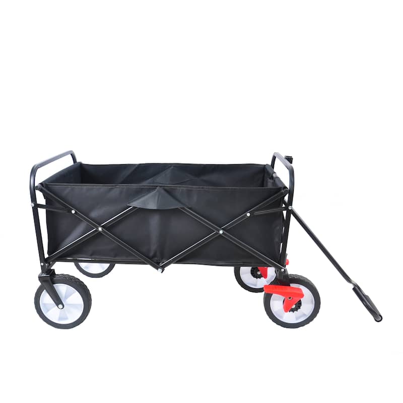 Folding Wagon Garden Shopping Beach Cart with Adjustable Handle