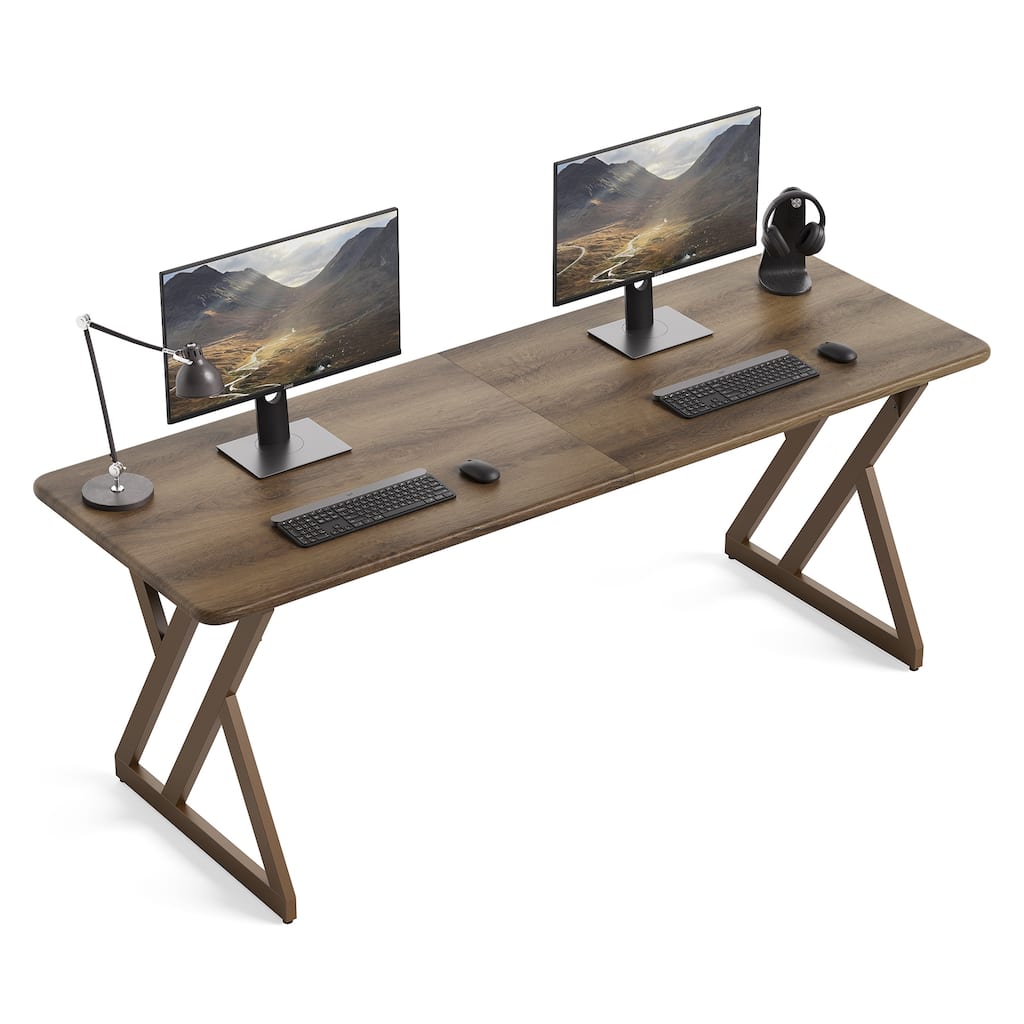 78.7-Inch Large Computer Desk, Sturdy Wooden Office Desk for 2 People