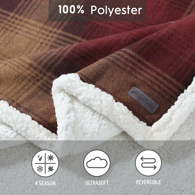 Eddie Bauer Ultra Soft Plush Fleece Reversible Oversized Throw Blankets