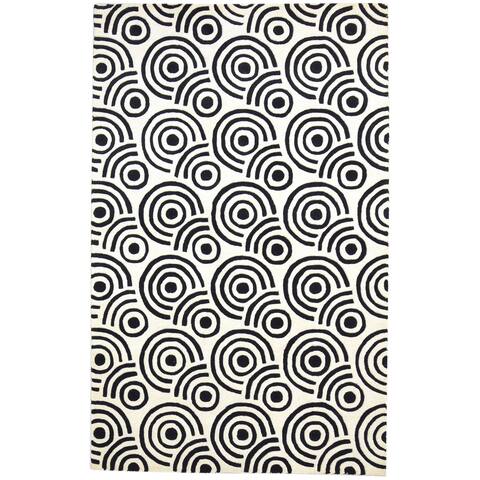 One of a Kind Hand-Tufted Modern & Contemporary (5'0"x8'0") 5' x 8' Geometric Wool Rug - 5'0"x8'0"