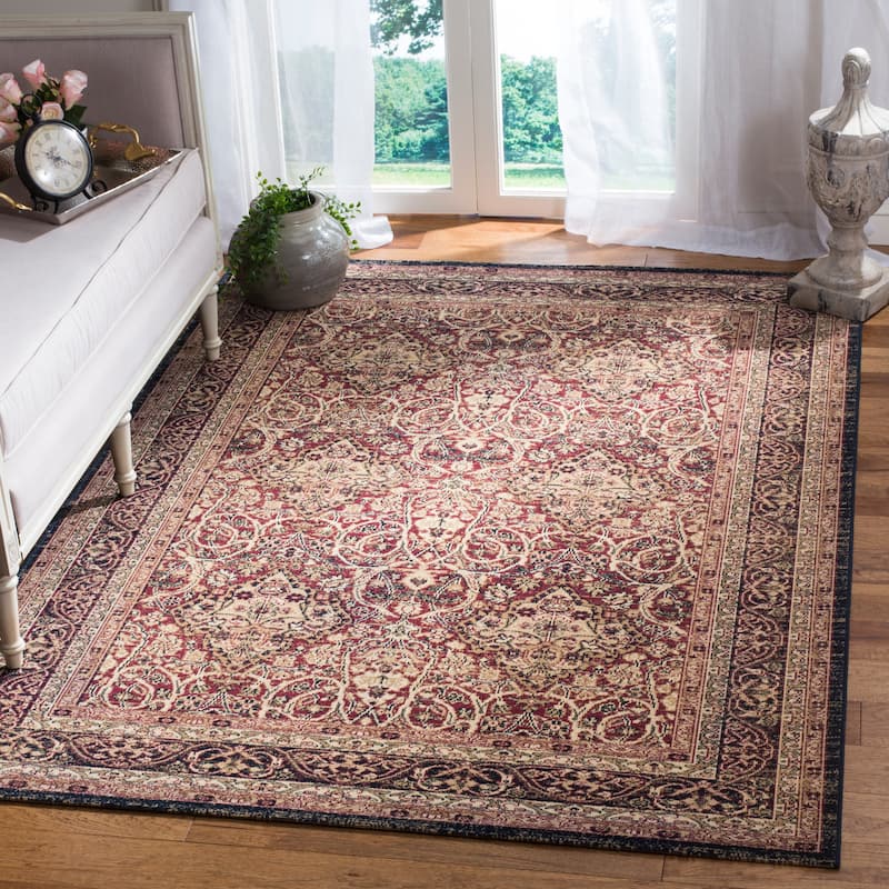 SAFAVIEH Lavar Kerman Karon Traditional Oriental Cotton Rug - 3' x 5' - Red/Navy