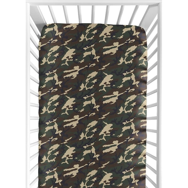 slide 2 of 6, Sweet JoJo Designs Green Camo Fitted Crib Sheet