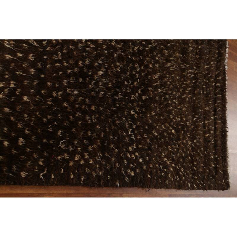 Hand Knotted Oriental 100% Wool Carpet Modern Tribal Brown Moroccan Area Rug - 9' 3'' X 6' 9''