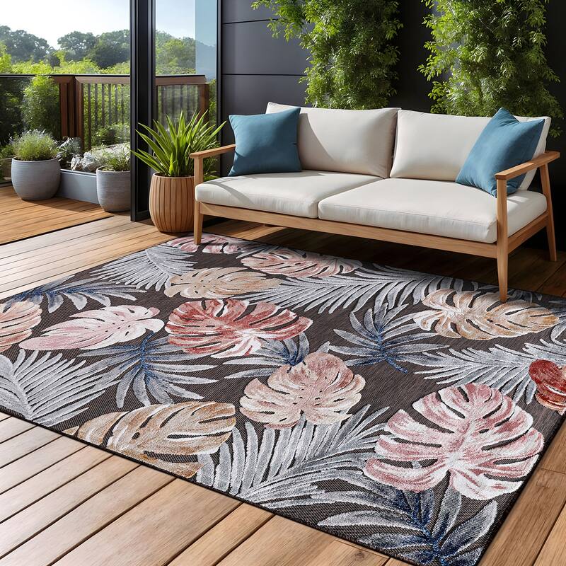 Beverly Rug Equator Leaf Botanical Indoor Outdoor Area Rug