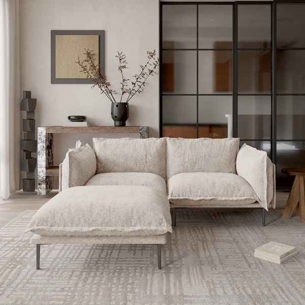 slide 2 of 15, Modern Minimalist Upholstered Couches, 147" 4-Seater Cloud Modular Sectional Sofa with 2 Ottoman,U Shaped Couch for Living Room L shaped(2seats+1ottoman)tan