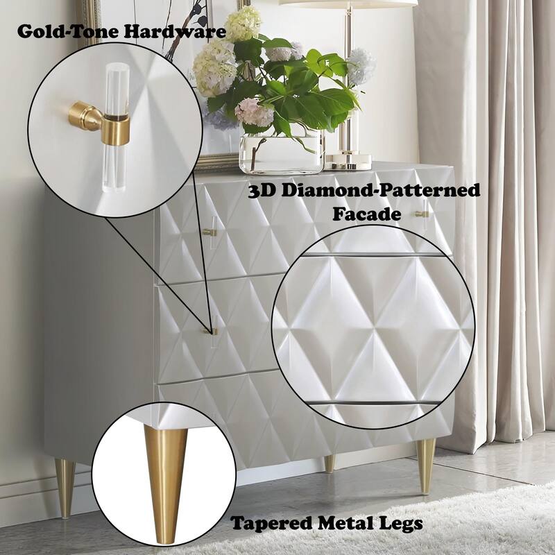 Metallic Silver and Champagne Finish Console Cabinet