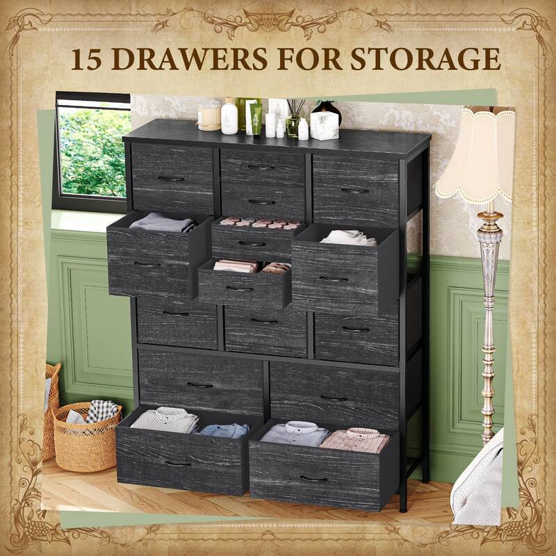 15 Drawers Dresser, Tall Dressers for Bedroom