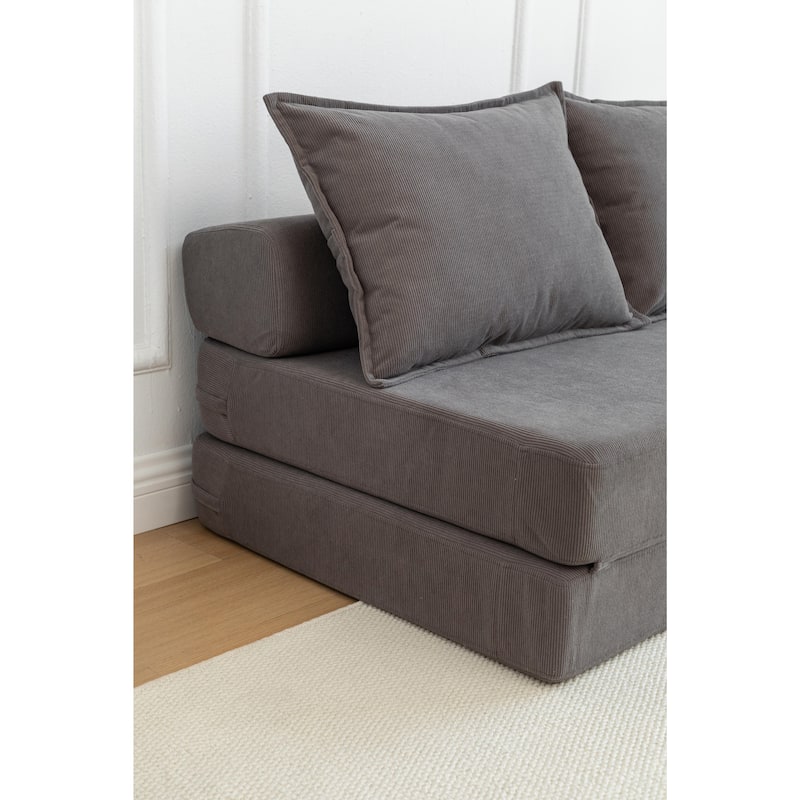 Foldable Sofa Bed Sleeper Lounge Chair with Pillow, Floor Mattress Couch with Backrest