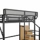 preview thumbnail 10 of 16, Loft Bed with Stairs, Metal Queen Loft Bed with Storage Shelves, High Loft Bed with Wardrobe