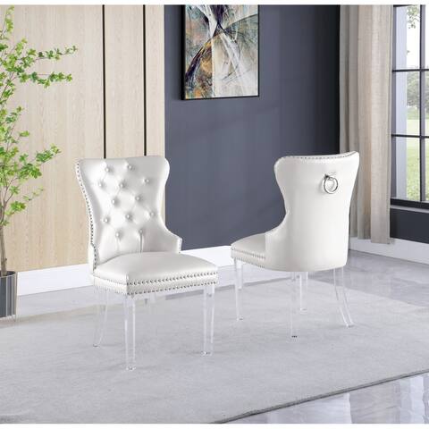 Best Quality Furniture Button Tufted Nailhead Wingback Chairs Acrylic-Set of 2
