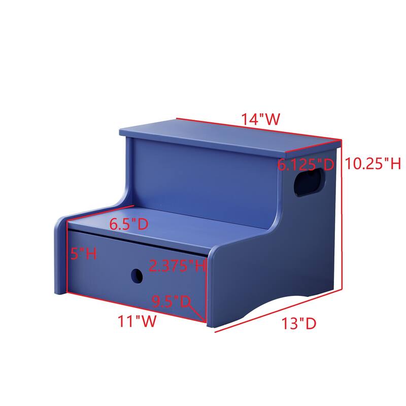 Lylia Collection MDF Wood 2-Step Kids Stool with Storage