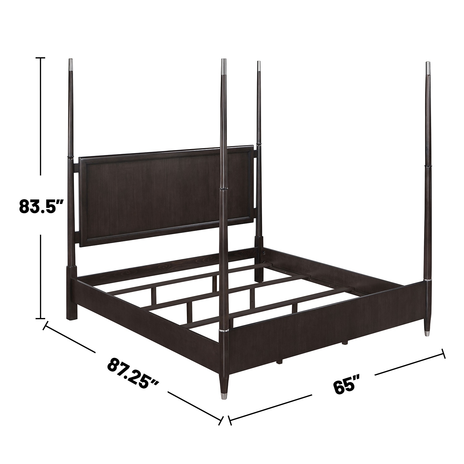 Wooden Poster Bed with Tapering Posts in Brown