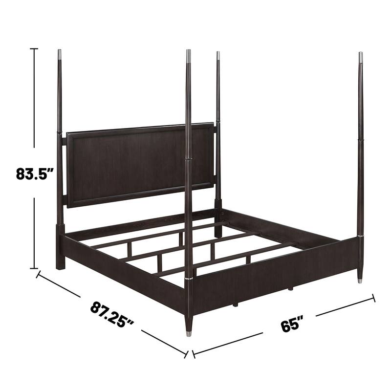 Wooden Poster Bed with Tapering Posts in Brown