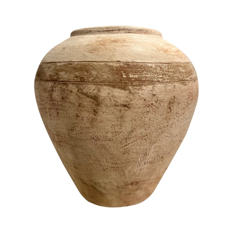 12 Inches Tribe Water Jar with Light Brown Strips