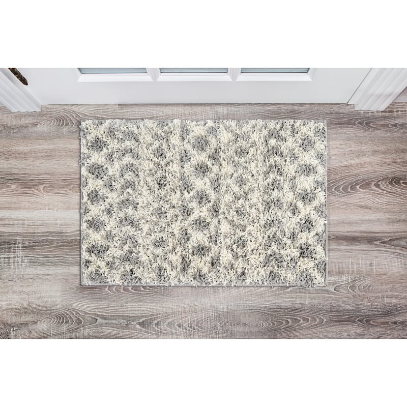 World Rug Gallery Trellis Geometric Plush Shag Area Rug