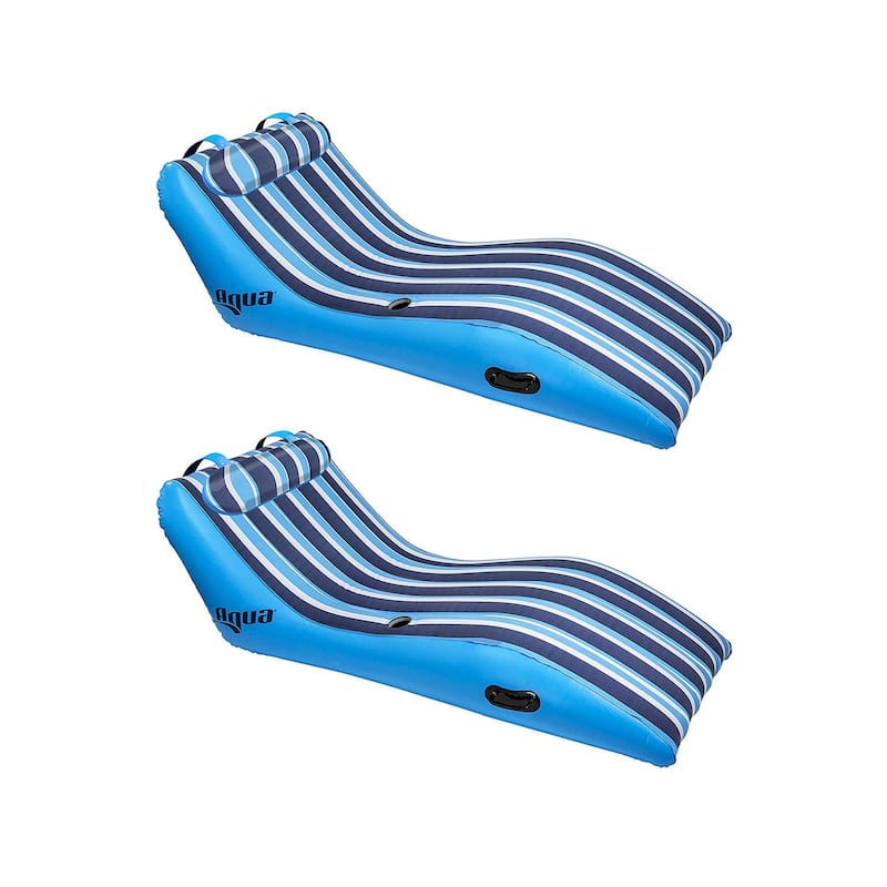 Aqua Leisure Key West Ultra Cushioned Lounge Pool Float with Pillow (2 Pack) - 6.85