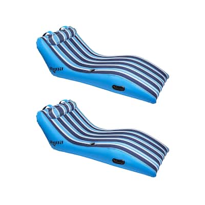 Aqua Leisure Key West Ultra Cushioned Lounge Pool Float with Pillow (2 Pack) - 6.85
