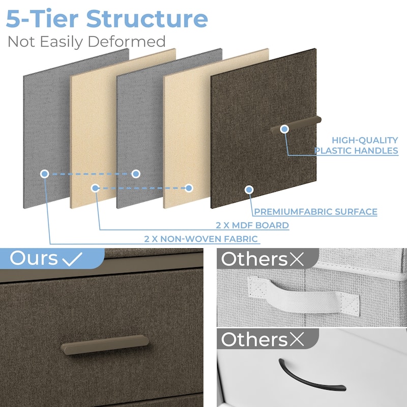 Metal-Framed Fabric Storage Dresser Cabinet with Drawer