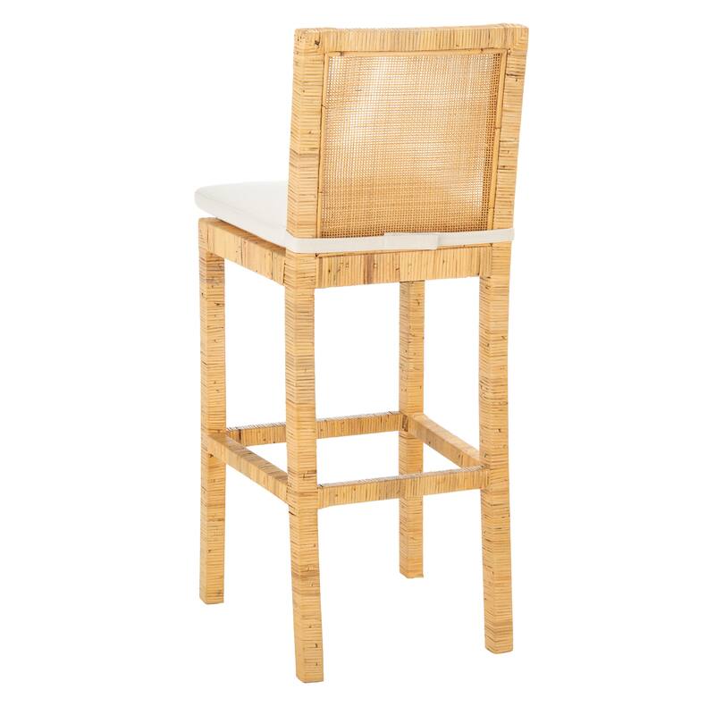 SAFAVIEH Parul 30-inch Cane Bar Stool with Cushion - 22.6" x 18.1" x 44.5" - 23Wx18Dx44H