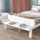 preview thumbnail 5 of 6, White Full Size Wood Platform Bed w/ Footboard Bench Upholstered Bed Frame