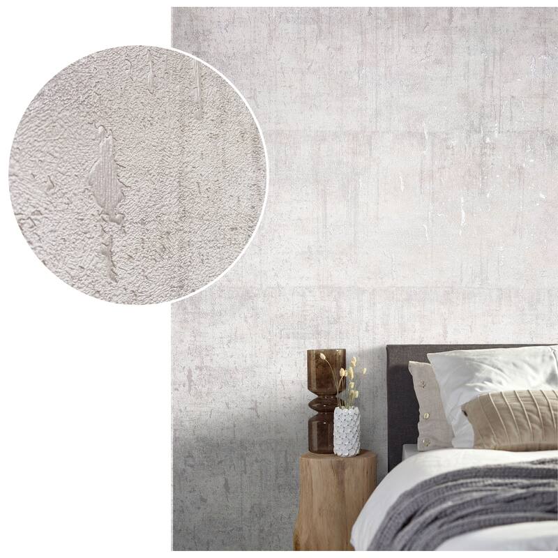 Galerie Wallcoverings Air Collection Metallic Aged Concrete Textured Wallpaper Roll