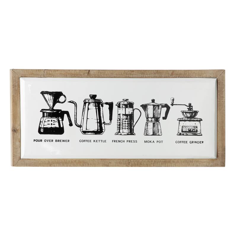 Metal Sign Wall Decor with Brown Frame - White - Roche River Decor - White