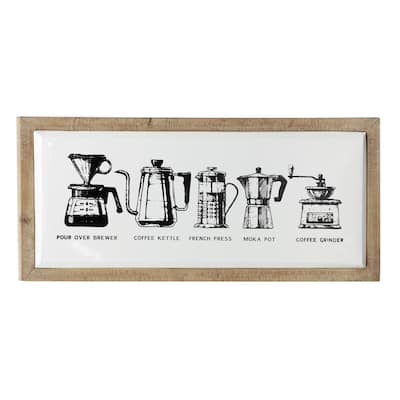 Metal Sign Wall Decor with Brown Frame - White - Roche River Decor