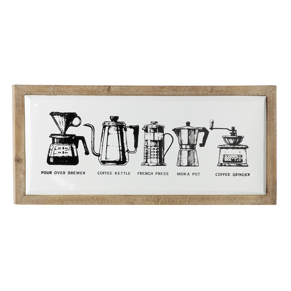 Metal Sign Wall Decor with Brown Frame - White - Roche River Decor