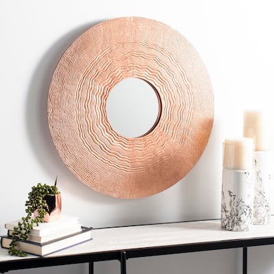 SAFAVIEH Katelynn Copper 25-inch Round Decorative Mirror - 24.5" x 24.5" x 1" - 25Wx25Dx1H
