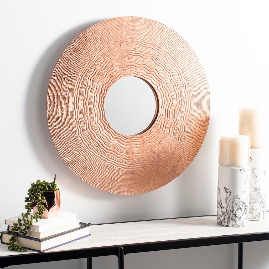 SAFAVIEH Katelynn Copper 25-inch Round Decorative Mirror - 24.5" x 24.5" x 1" - 25Wx25Dx1H
