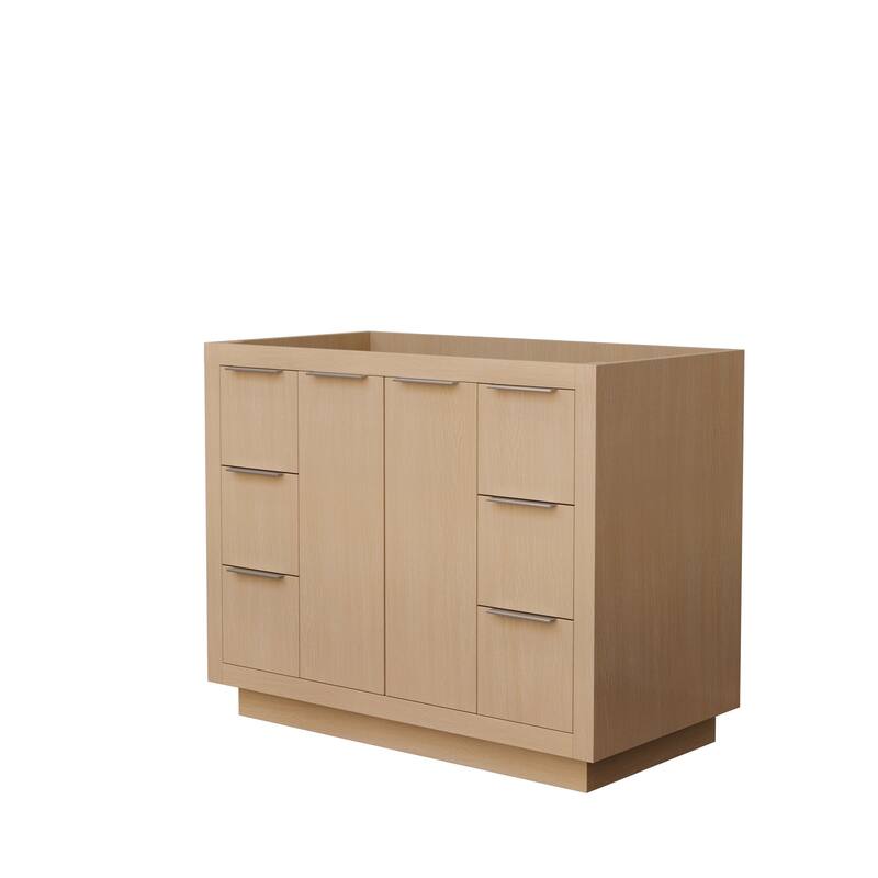 Maroni 42-Inch Light Straw Single Vanity, No Countertop, No Sink - Light Straw, Nickel Trim, No Top