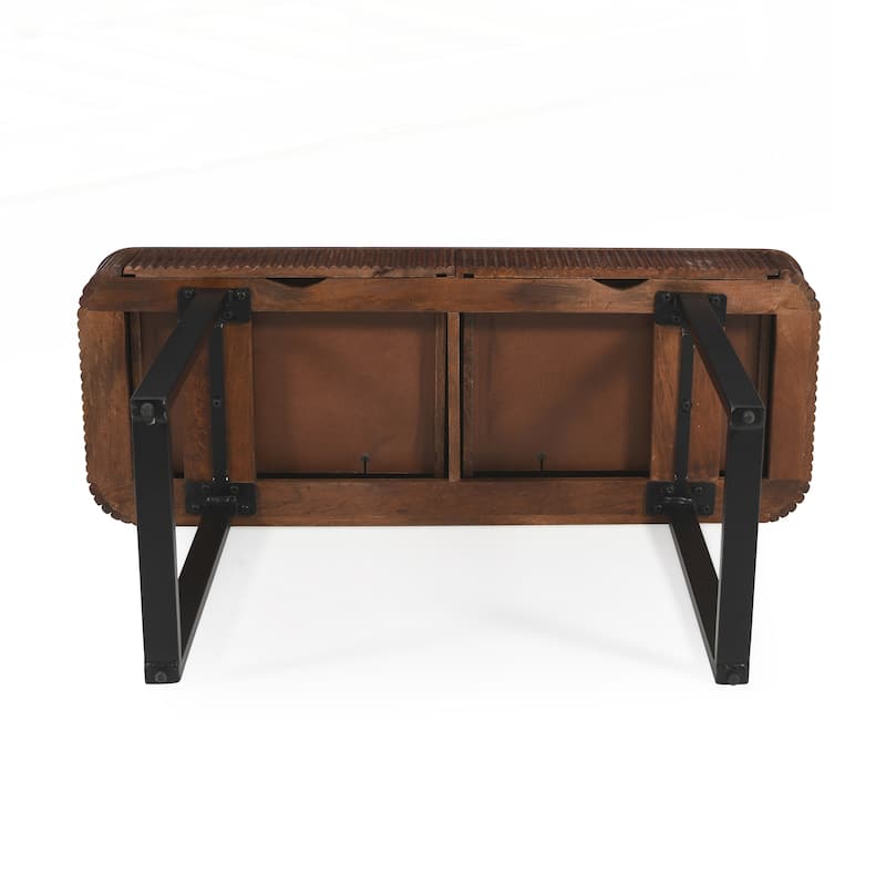 Solid Wood Entryway Table with Fluted Design