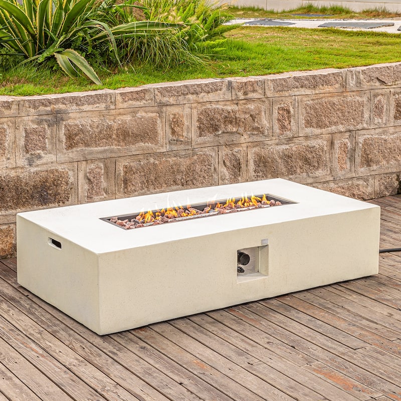 COSIEST Outdoor Rectangle Concrete Fire Pit Table (50,000 BTU)