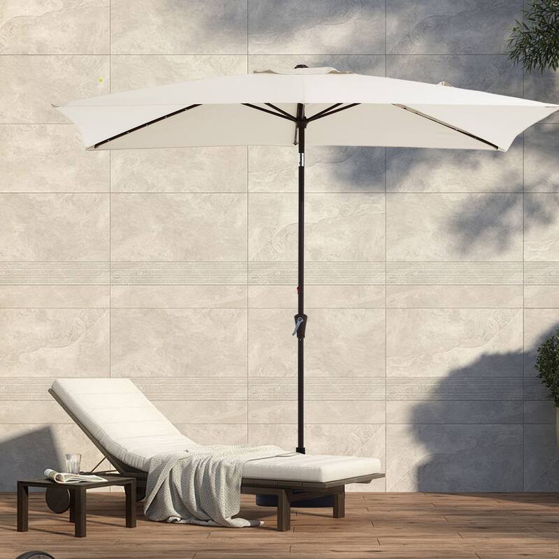 6.5*10ft Rectangular Patio Market Umbrella with LED Lights,Crank & Tilt