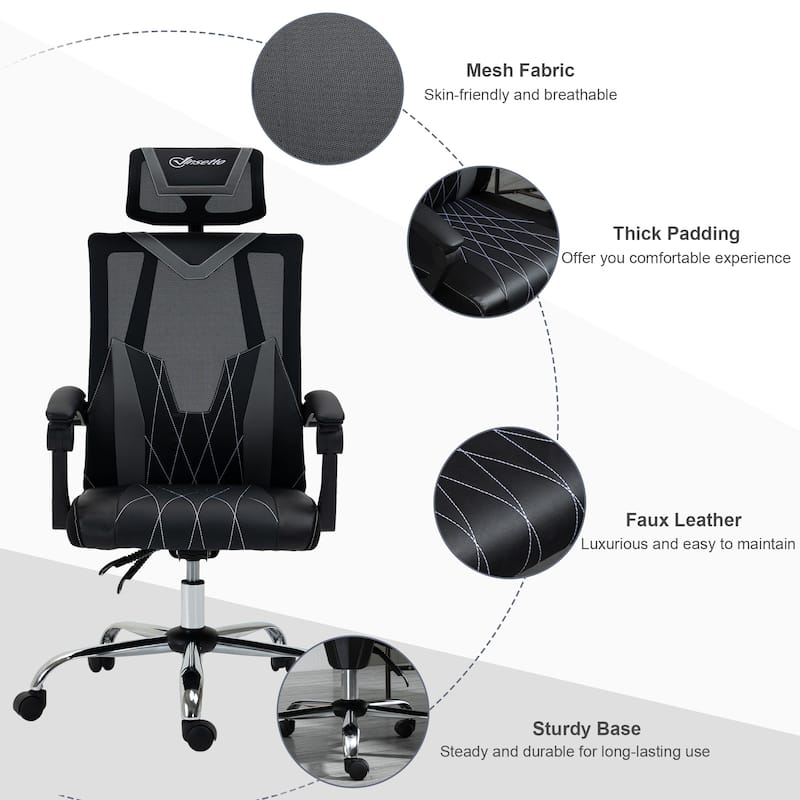 Vinsetto Office Chair Ergonomic Desk Chair, 360° Swivel Computer Chair
